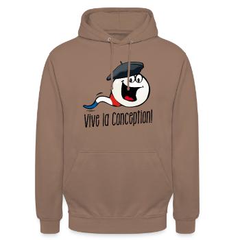 Vive la Conception - es lebe die Empfängnis - Unisex Hoodie - Mokka - Vorne - Alina (178cm) & Michal (187cm)