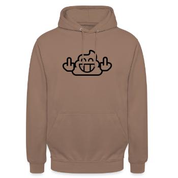 Emoji Caca Stinkfingers 1c - Sweat-shirt à capuche unisexe - moka - Devant - Alina (178cm) & Michal (187cm)