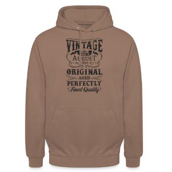Vintage Made In 1994 Baujahr August 1994 Geboren - Unisex Hoodie - Mokka - Vorne - Alina (178cm) & Michal (187cm)