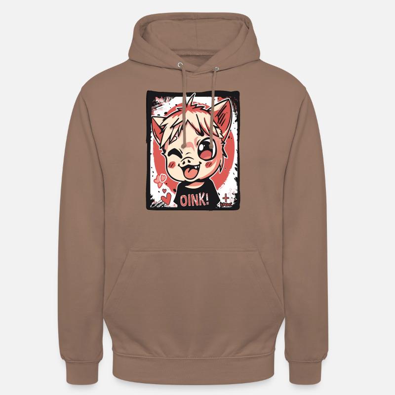 Coquin petit cochon d’enfants d’anime, Oink ! - Sweat-shirt à capuche unisexe - moka