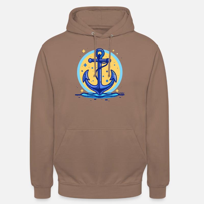 Blauer Schiffsanker, Symbol Schiff Anker - Unisex Hoodie - Mokka