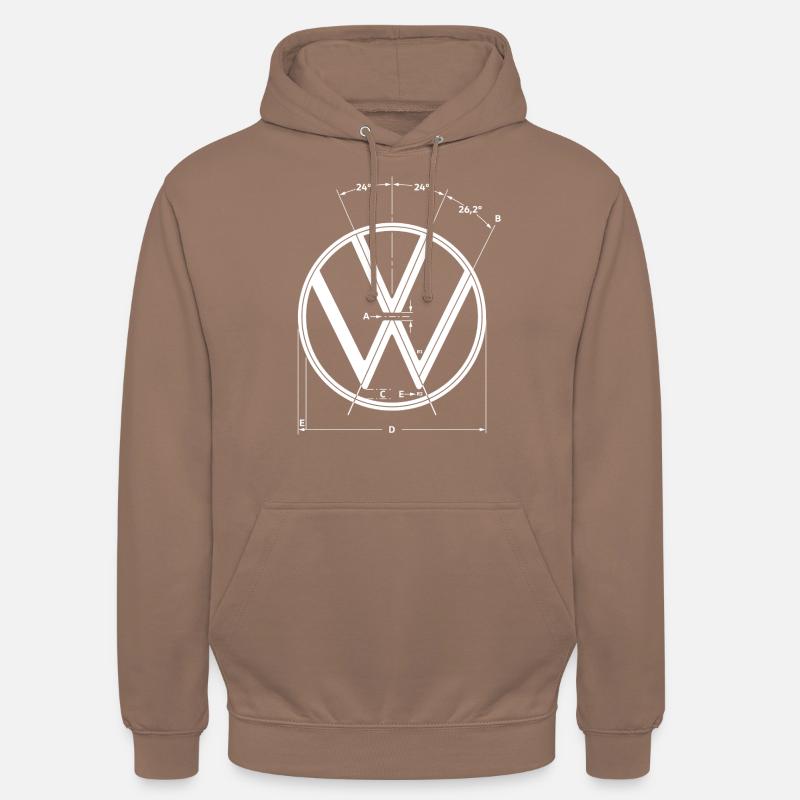 Logotipo azul de Volkswagen VW como gráfico de construcción - Sudadera con capucha unisex - moca