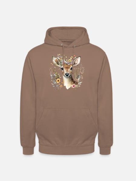 Reh mit Blumen - Unisex Hoodie - Mokka