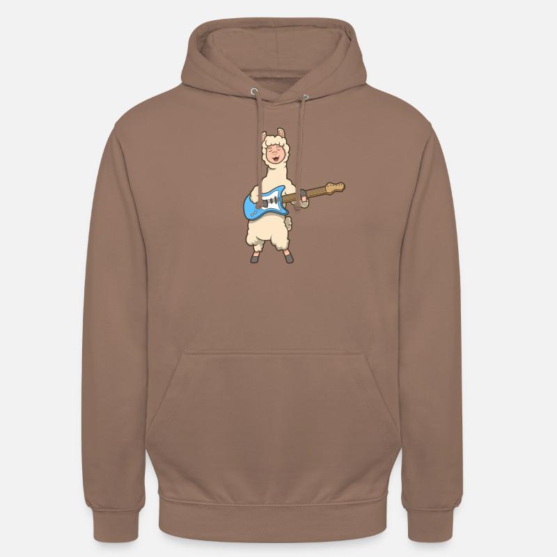 Comic Lama spielt E-Gitarre - Unisex Hoodie - Mokka