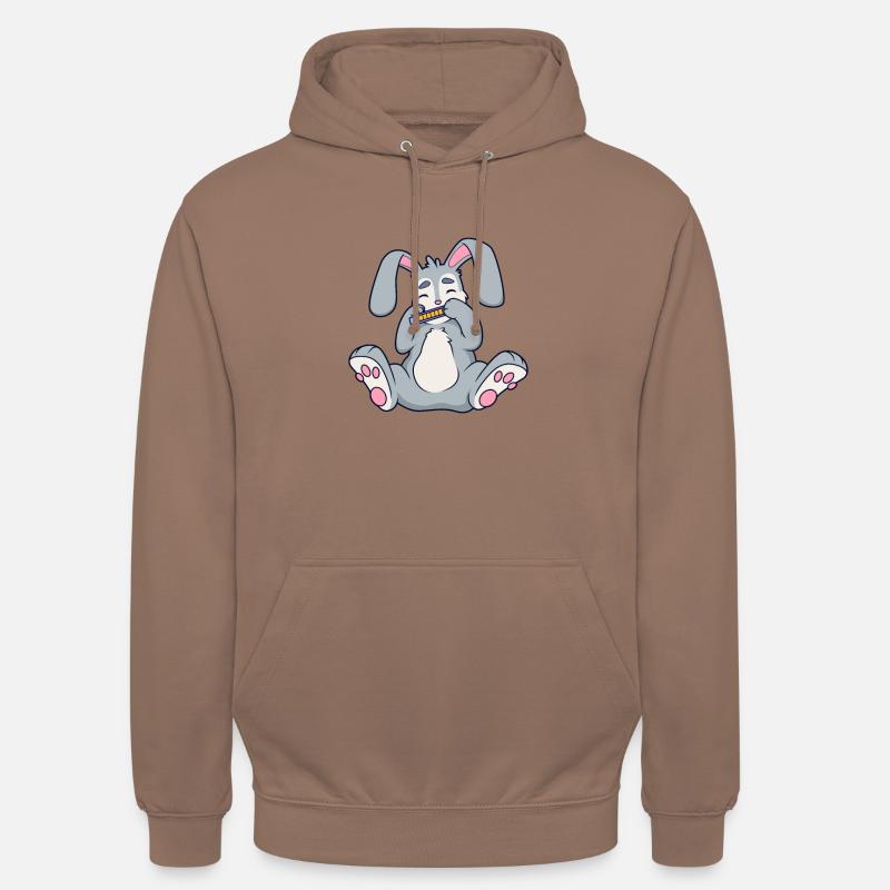 Rabbit plays harmonica - Unisex Hoodie - mocha