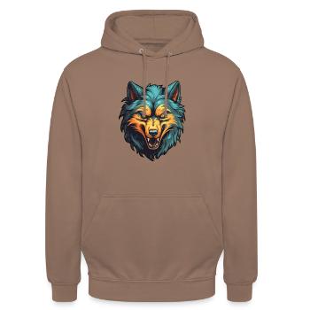Wolf Fenrir - Unisex Hoodie - Mokka - Vorne - Alina (178cm) & Michal (187cm)