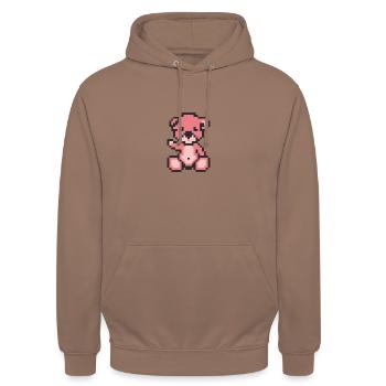 Pixelbär-Bonbons - Unisex Hoodie - Mokka - Vorne - Alina (178cm) & Michal (187cm)