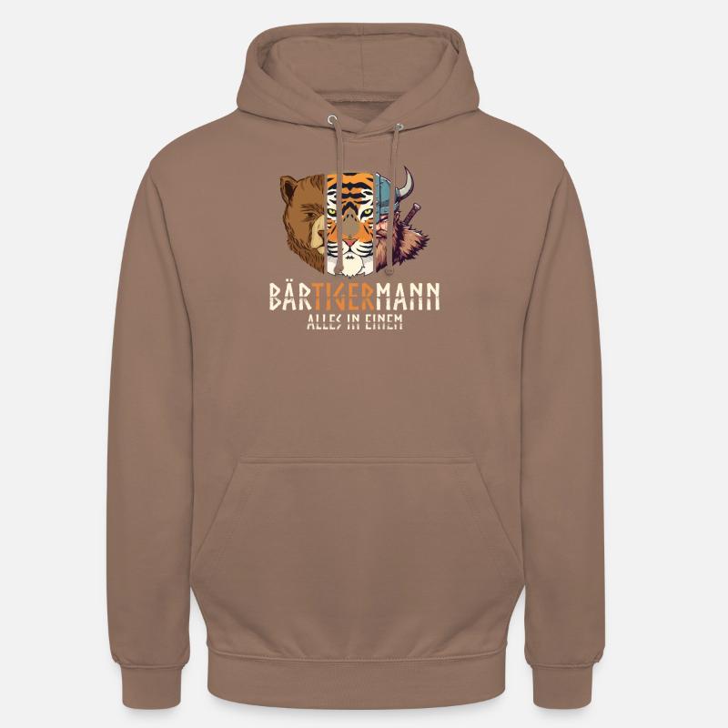 bäBärTigerMann Lustiges Bartträger Tee - Unisex Hoodie - Mokka