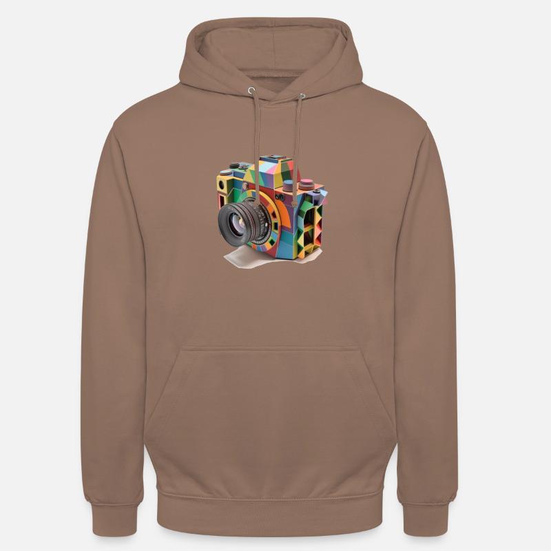 Conception de caméra multicolore et de pellicule - Sweat-shirt à capuche unisexe - moka