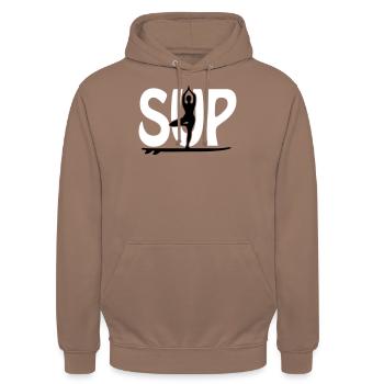SUP Yoga - Sweat-shirt à capuche unisexe - moka - Devant - Alina (178cm) & Michal (187cm)