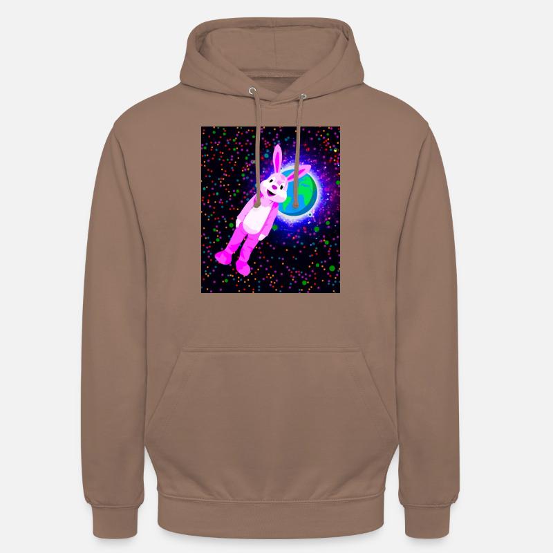 Lapin rose dans l’espace - Sweat-shirt à capuche unisexe - moka