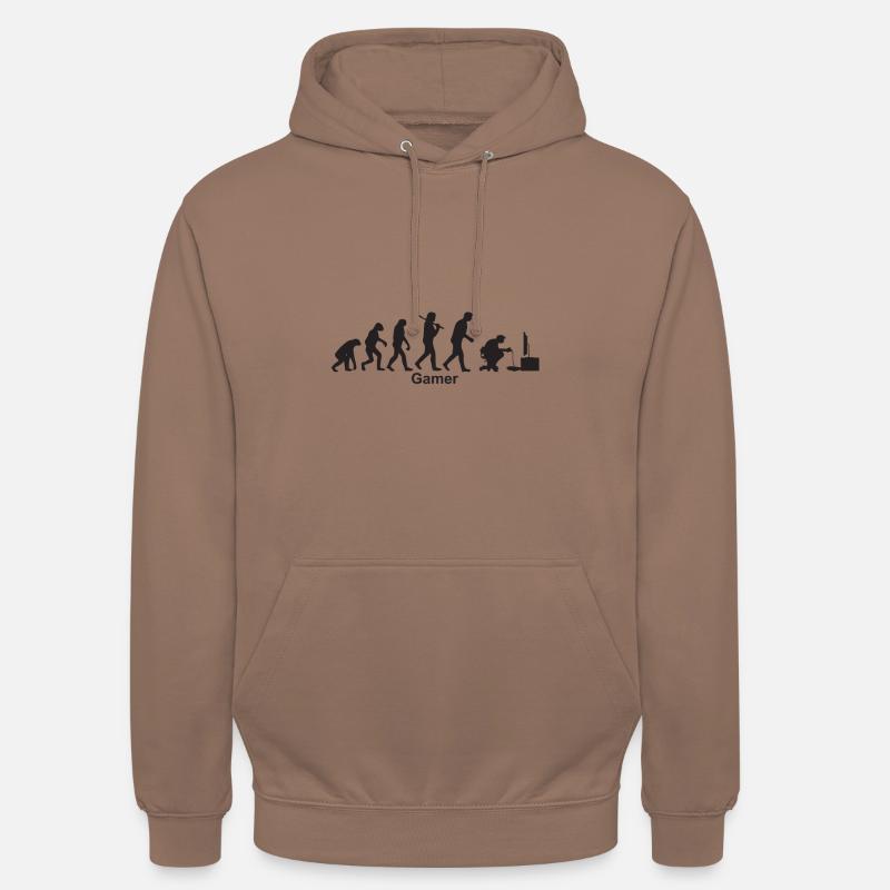 Evolution Gamer / Evolutionskette Zocker / Gamer - Unisex Hoodie - Mokka