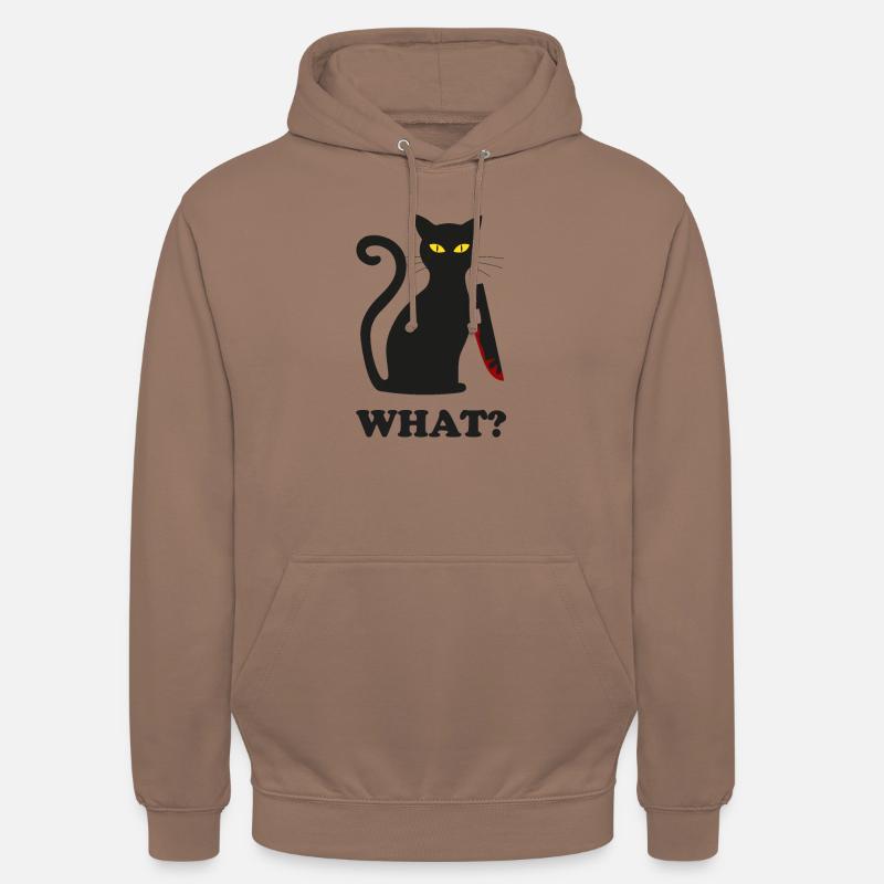 chat noir coupable avec un couteau | Idée cadeau - Sweat-shirt à capuche unisexe - moka