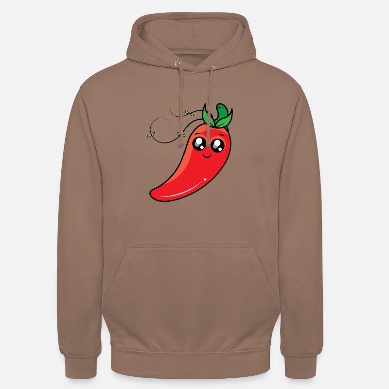 Dessin animé mignon de piment chaud - Sweat-shirt à capuche unisexe - moka