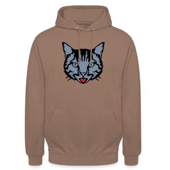 chat tire langue animal domestique 12 - Sweat-shirt à capuche unisexe - moka - Devant - Alina (178cm) & Michal (187cm)