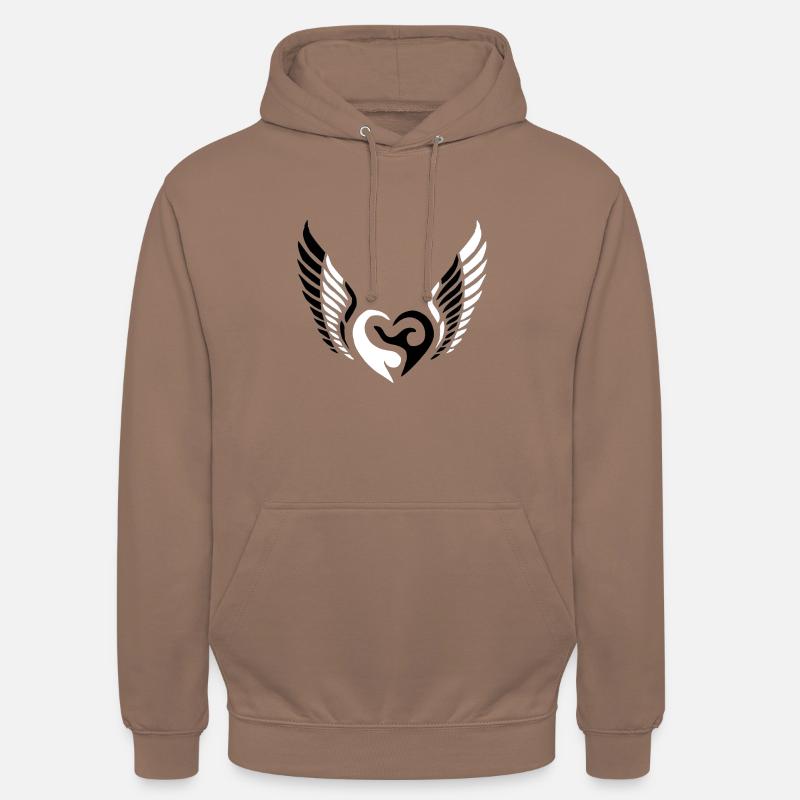 Triangle coeur ailes noir blanc - Sweat-shirt à capuche unisexe - moka