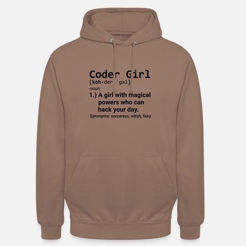 Coder Fille Définition développeur Programmier Girl - Sweat-shirt à capuche unisexe - moka