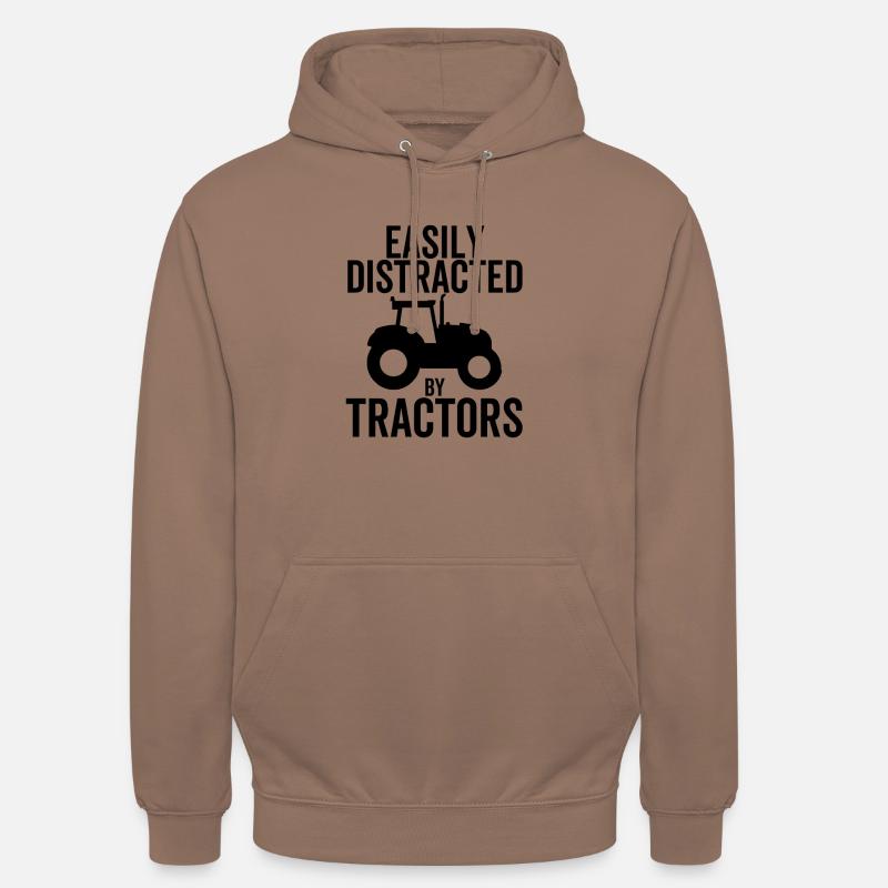 Facilement distrait par les tracteurs - Sweat-shirt à capuche unisexe - moka