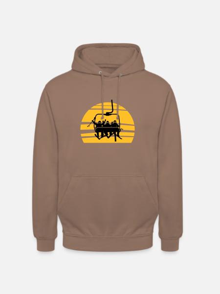 Winter - Skifahrer Sessellift - Unisex Hoodie - Mokka