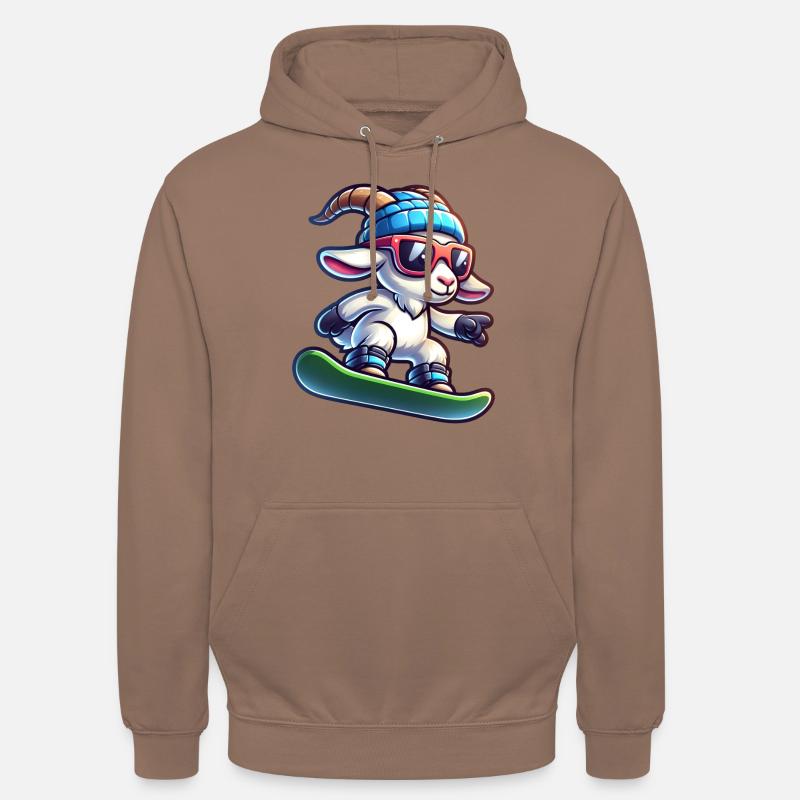 Funny Goat Snowboard Aventure D’hiver - Sweat-shirt à capuche unisexe - moka