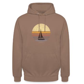 Segeln Segelboot Skipper Segler Möven Vintage - Unisex Hoodie - Mokka - Vorne - Alina (178cm) & Michal (187cm)
