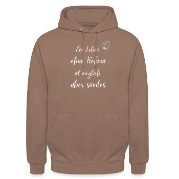 Ein Leben ohne Kokoni ist sinnlos Shirt Pullover - Unisex Hoodie - Mokka - Vorne - Alina (178cm) & Michal (187cm)