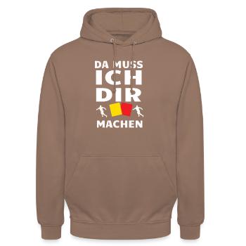 da muss ich dir gelb machen - Unisex Hoodie - Mokka - Vorne - Alina (178cm) & Michal (187cm)