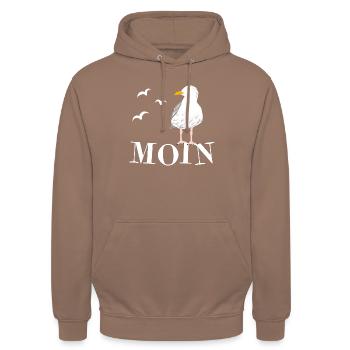 Moin Möwe - Unisex Hoodie - Mokka - Vorne - Alina (178cm) & Michal (187cm)