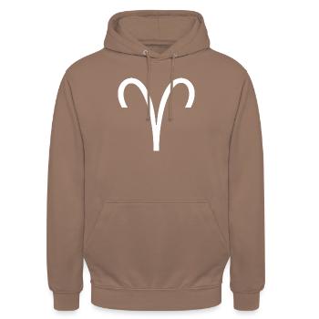 Sternzeichen Widder, Exklusives T-Shirt Design - Unisex Hoodie - Mokka - Vorne - Alina (178cm) & Michal (187cm)