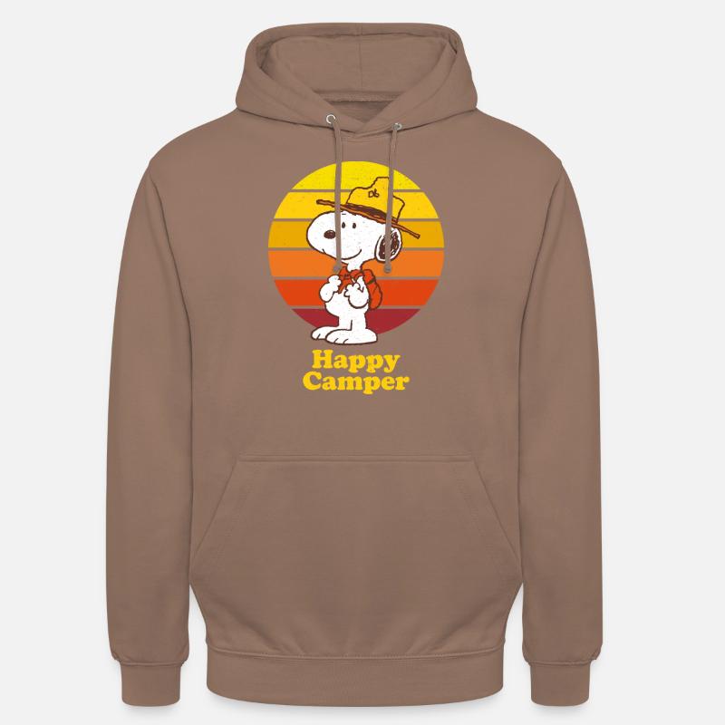Peanuts Snoopy Happy Camper Camping - Felpa con cappuccio unisex - mokka