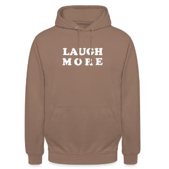 LAUGH MORE - Unisex Hoodie - mocha - Front - Alina (178cm) & Michal (187cm)