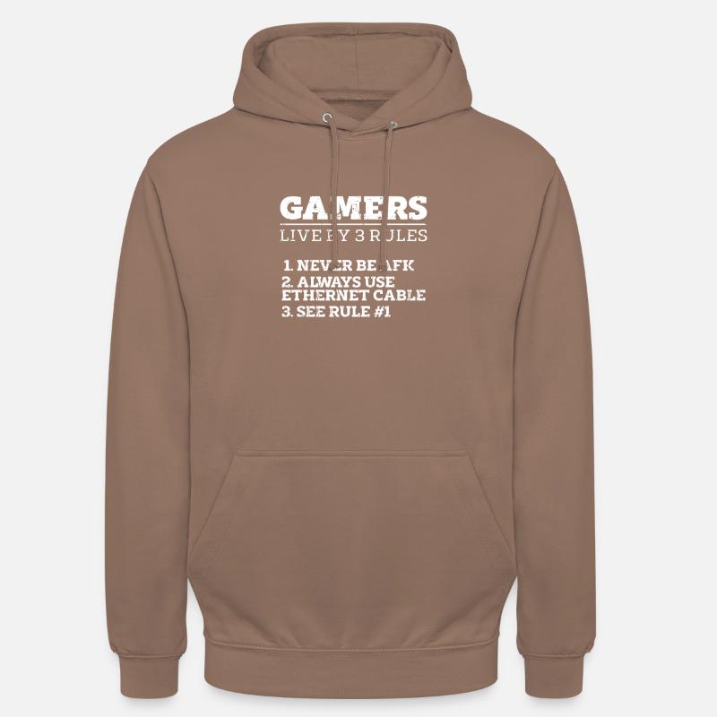 Gamers Live By 3 Rules Never be AFK Always use - Unisex Hoodie - mocha