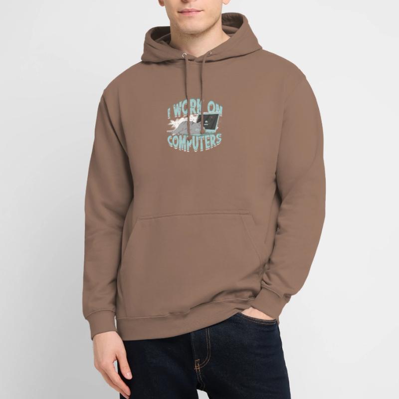 I WORK ON COMPUTERS - Cat and Computers - Tech Unisex Hoodie