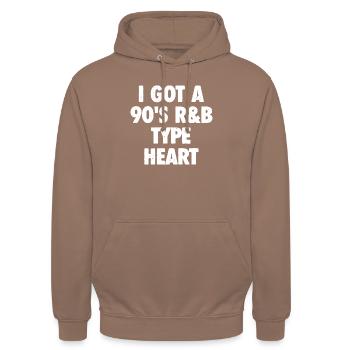 Vibrations R&B des années 90 – Pure Feeling - Sweat-shirt à capuche unisexe - moka - Devant - Alina (178cm) & Michal (187cm)