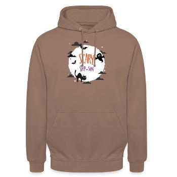 Beau-fils effrayant - Sweat-shirt à capuche unisexe - moka - Devant - Alina (178cm) & Michal (187cm)
