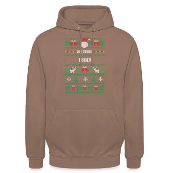 Un joyeux commerçant - Sweat-shirt à capuche unisexe - moka - Devant - Alina (178cm) & Michal (187cm)