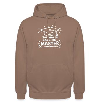 Witziges Design für den Masterabschluss - Unisex Hoodie - Mokka - Vorne - Alina (178cm) & Michal (187cm)