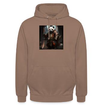 fighting panda - Unisex Hoodie - Mokka - Vorne - Alina (178cm) & Michal (187cm)