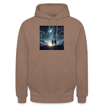 Romantische Sternennacht - Unisex Hoodie - Mokka - Vorne - Alina (178cm) & Michal (187cm)
