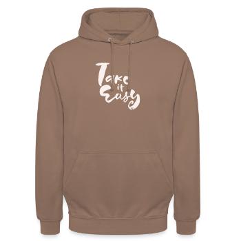 Take it easy - Unisex Hoodie - mocha - Front - Alina (178cm) & Michal (187cm)