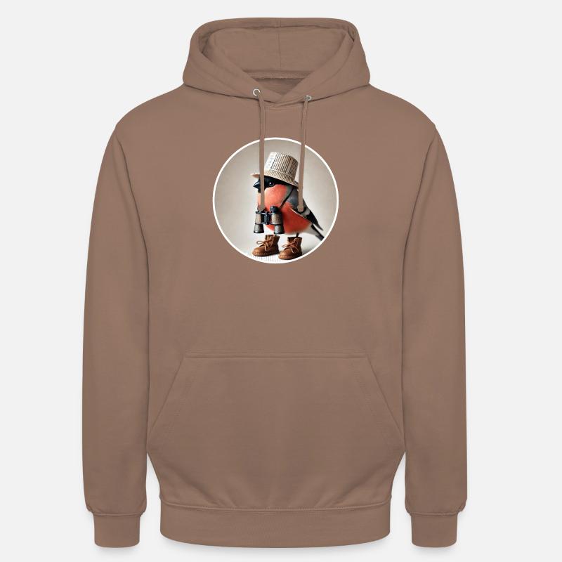 Dompfaff mit Fernglas - Unisex Hoodie - Mokka
