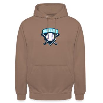 Logo de baseball - Sweat-shirt à capuche unisexe - moka - Devant - Alina (178cm) & Michal (187cm)