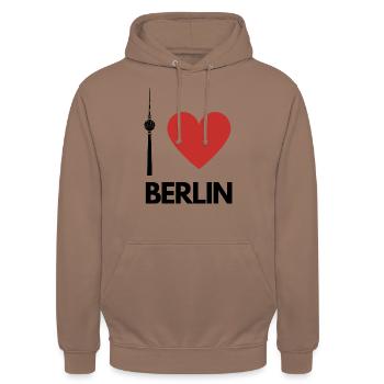 I Love Berlin dans la conception de la tour de télévision pour les visiteurs - Sweat-shirt à capuche unisexe - moka - Devant - Alina (178cm) & Michal (187cm)