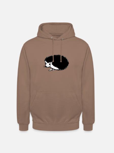Hedgehog black & white - Unisex Hoodie - Mokka