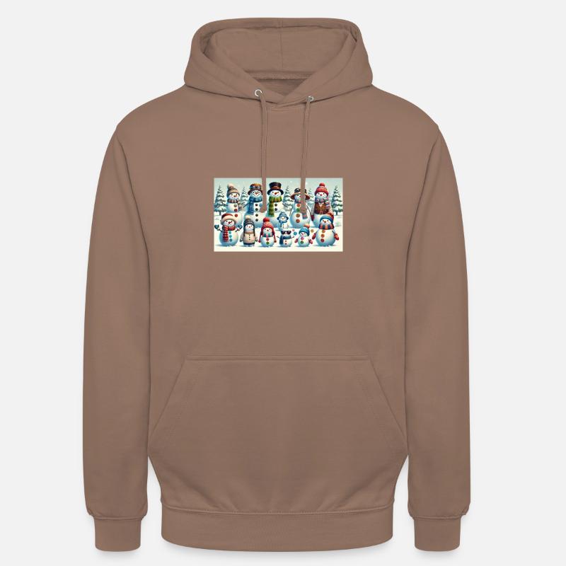 Winterspaß mit Schneemännern - Unisex Hoodie - Mokka