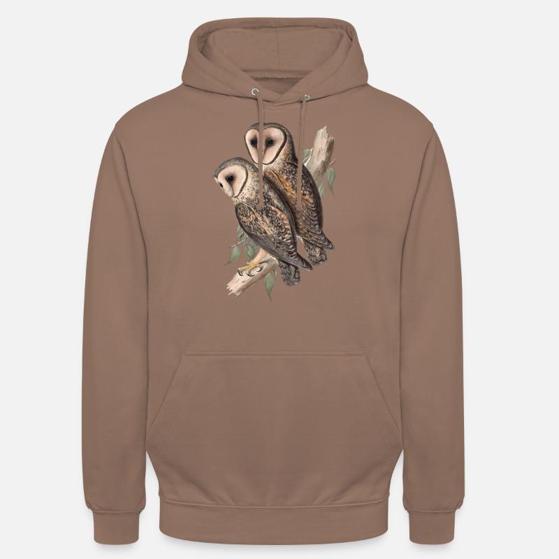 Eule Eulenpärchen Schleiereule - Unisex Hoodie - Mokka