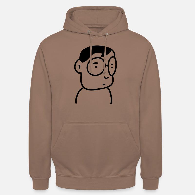 Schüchterner Nerd mit Brille - line - Unisex Hoodie - Mokka