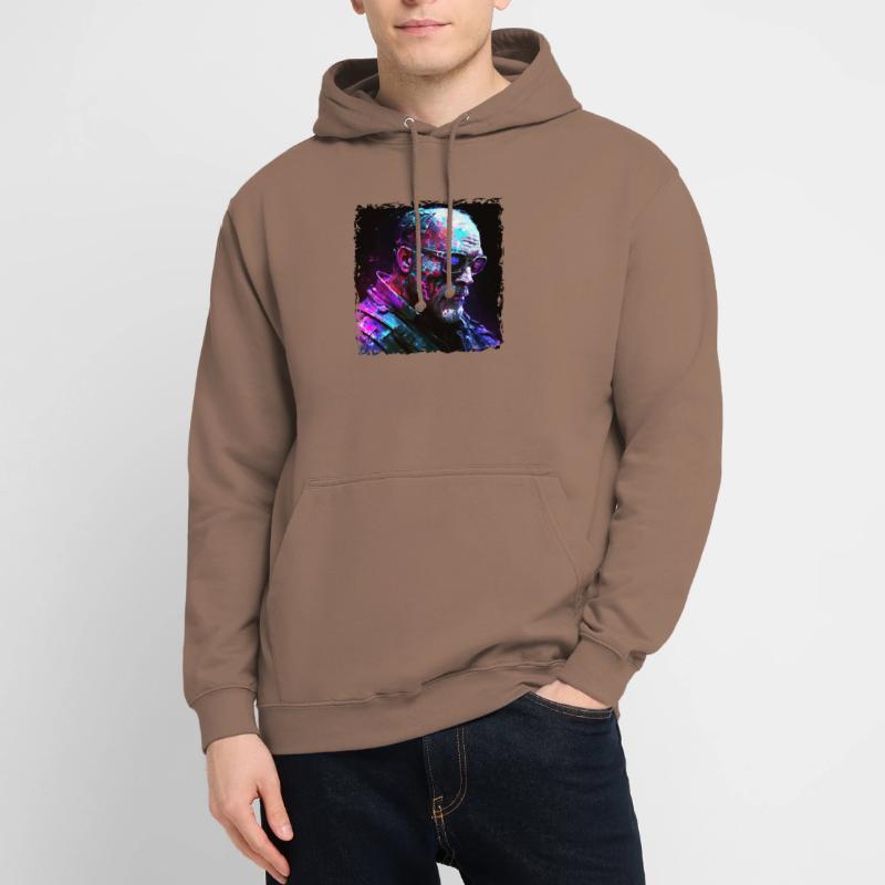 Alter High Tech Cyborg oder Android im Neonlicht Unisex Hoodie