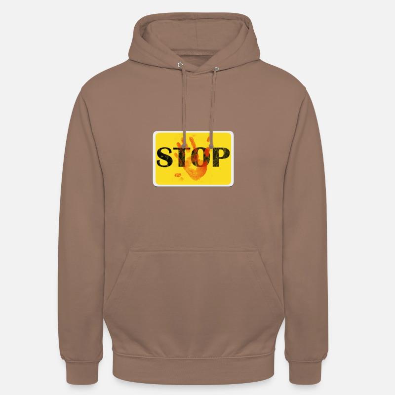 Conception de panneaux - STOP. - Sweat-shirt à capuche unisexe - moka