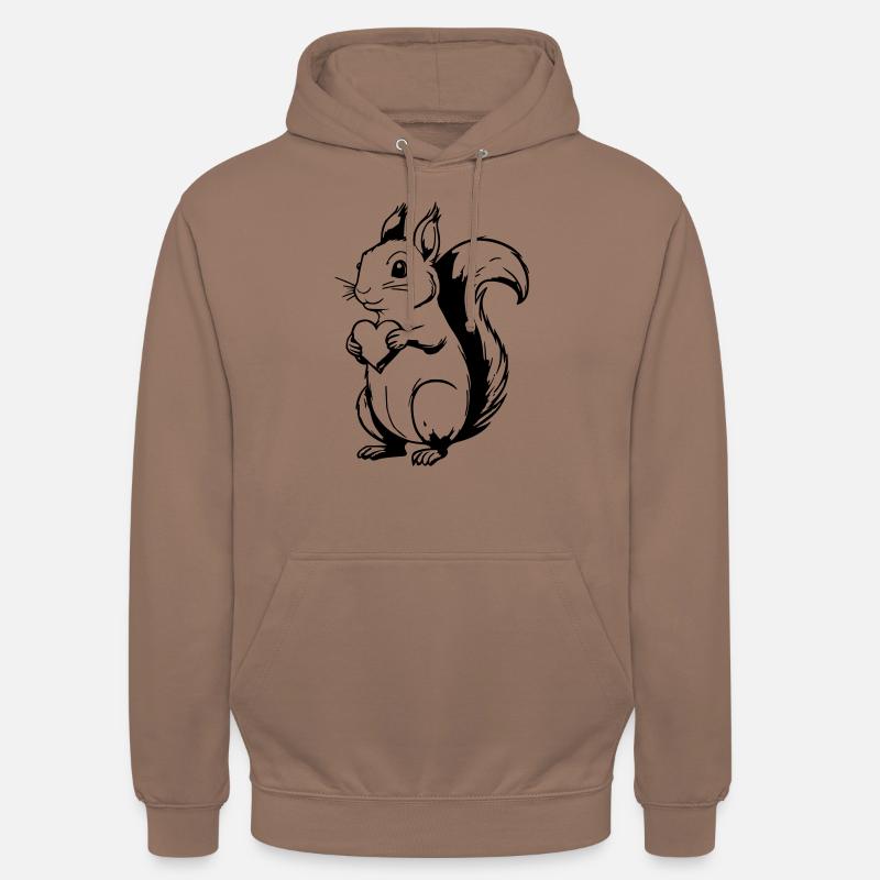 Écureuil avec coeur comme illustration vectorielle - Sweat-shirt à capuche unisexe - moka
